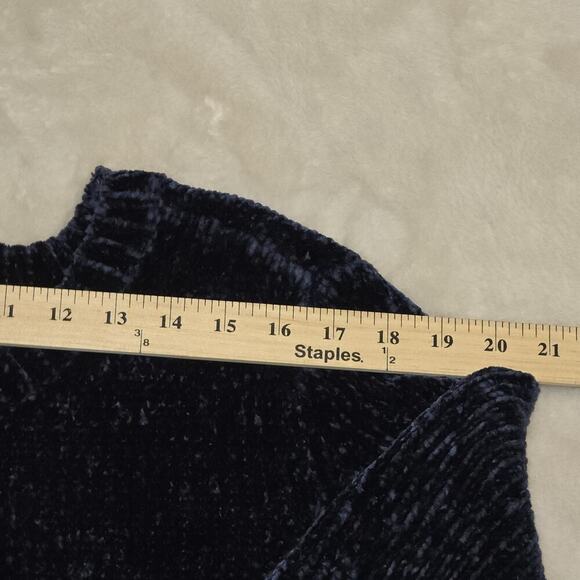 Orvis Women’s Large Navy Blue Chenille Pullover Sweater Long Sleeve Soft Knit L - Picture 6 of 10